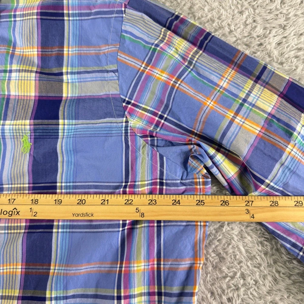 Polo Ralph Lauren Mens XL Plaid Button‎ Down Shirt Multi Color Cotton Pony Logo